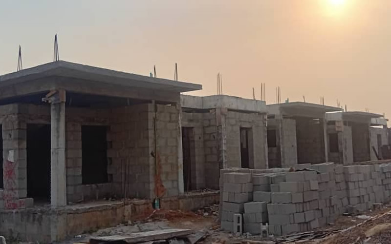 Two storey office building construction in Port Harcourt by Temamost Nigeria Ltd showcasing expert project management and modern construction techniques.